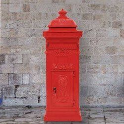 Prolenta Premium Pilaar brievenbus vintage stijl roestbestendig aluminium rood