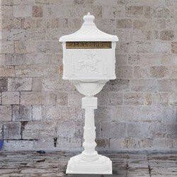 Prolenta Premium Staande brievenbus vintage stijl roestbestendig aluminium wit
